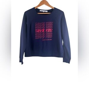 Rebecca Minkoff Jennings Love You Graphic Sweatshirt Navy Red Size Large